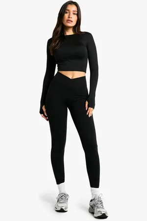 Boohoo Womens Tall Wrap High Waist Premium Active Legging - - 16R