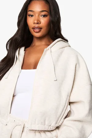 Boohoo Womens Plus Boxy Zip Through Cropped Bomber Hoodie - - 28
