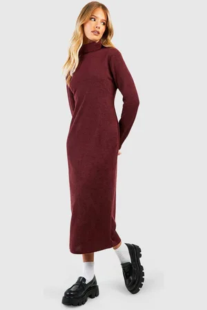Boohoo Womens Roll Neck Knit Midaxi Dress - - 8