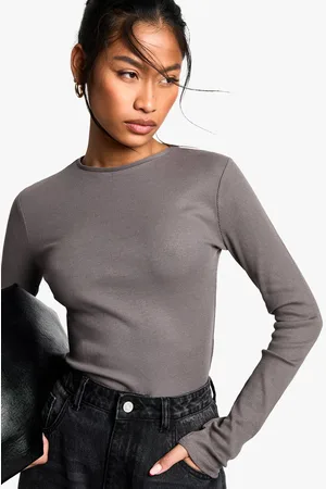 Boohoo Womens Basics 2 Pack Crew Neck Long Sleeve Bodysuit - - 14