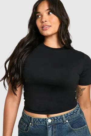 Boohoo Womens Basics Plus Cotton Crew Neck Fitted T-Shirt - - 26