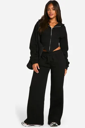 Boohoo Womens Corset Rib Insert Zip Through Hooded Tracksuit - - M