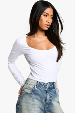 Boohoo Womens Basics Long Sleeve Scoop Neck Bodysuit - - 8
