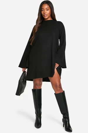 Boohoo Womens Plus Soft Rib Tie back Smock Dress - - 24