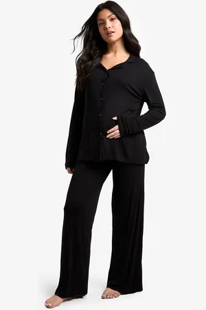 Boohoo Womens Maternity Long Sleeve Shirt & Trouser Pj Set - - 18