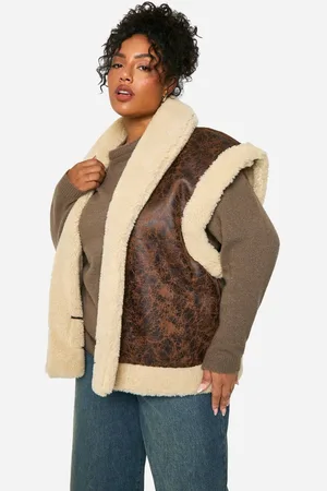 Boohoo Womens Plus Teddy Fur Oversized Gilet - - 22
