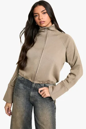 Boohoo Womens Funnel Neck Zip Through Oversized Boxy Sweat - - M
