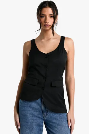 Boohoo Womens Tailored Asymmetric Woven Waistcoat - - 16