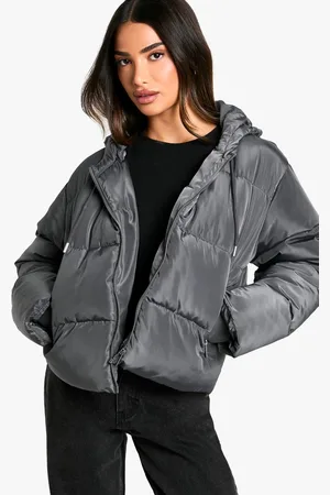 Boohoo Womens Petite Hooded Short Puffer - - 14