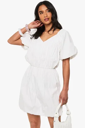 Boohoo Womens Petite V Neck Extreme Puff Sleeve Mini Skater Dress - - 10