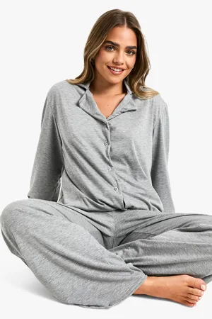 Boohoo Womens Petite Long Sleeve Shirt & Trousers Pyjama Set - - 10