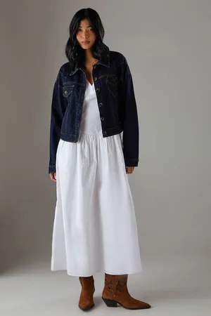 warehouse Womens Two Tone Denim Heart Pocket Western Jacket - - 8