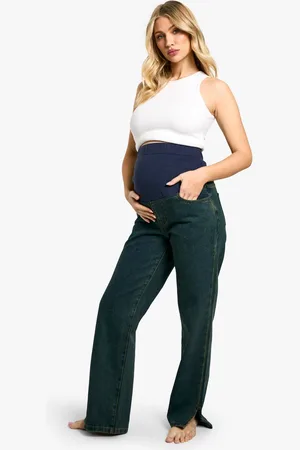 Boohoo Womens Maternity Over The Bump Split Hem Straight Leg Jeans - - 14
