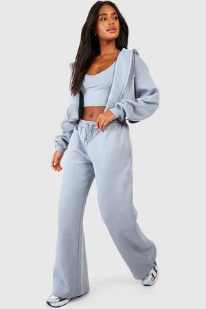 Boohoo Womens Seam Detail Crop Top 3 Piece Hooded Tracksuit - - 12