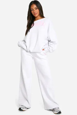 Boohoo Womens DSGN Studio Slogan Deep Waistband Straight Leg Jogger - - L