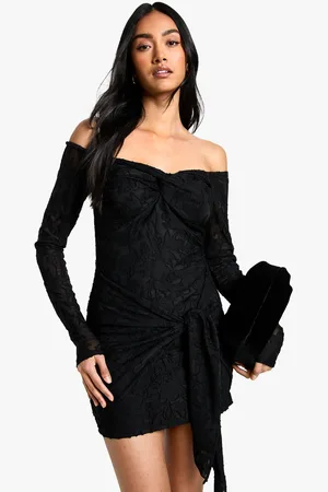 Boohoo Womens Tall Burnout Bardot Twist Wrap Mini Dress - - 6