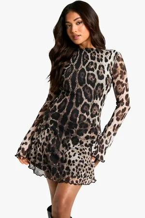 Boohoo Womens Petite Mesh Flare Sleeve Mini Dress - - 10