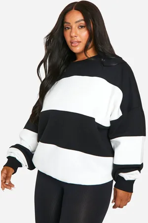 Boohoo Womens Plus Stripe Oversized Sweatshirt - - 20
