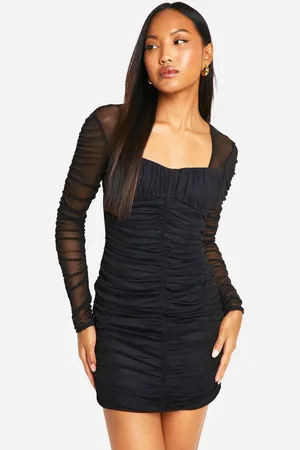 Boohoo Womens Ruched Mesh Bodycon Dress - - 18