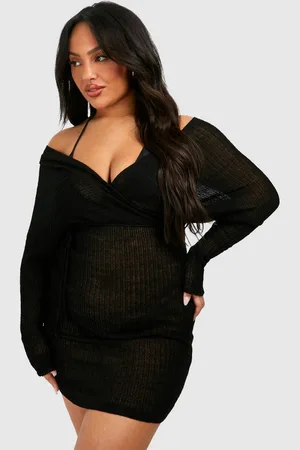 Boohoo Womens Plus Off Shoulder Tie Mini Beach Dress - - 26