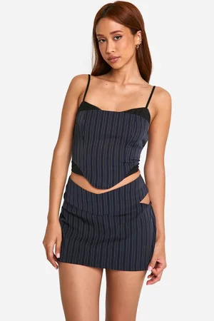 Boohoo Womens Pinstripe Layered Cami Corset Top - - 10