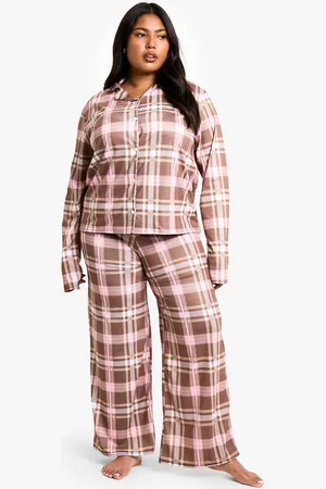Boohoo Womens Plus Check Print Long PJ Set - - 18