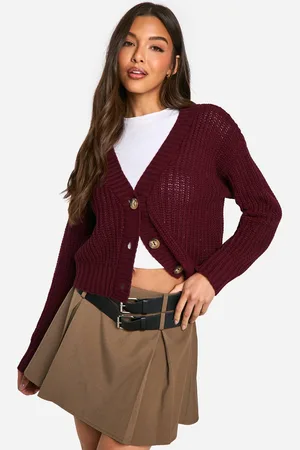 Boohoo Womens Button Through Crop Cardigan - - L