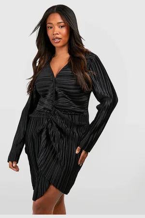 Boohoo Womens Plus Wide Plisse Twist Front Wrap Dress - - 26