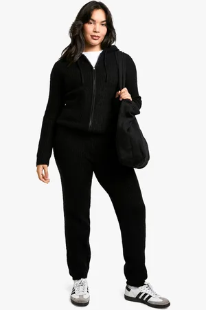 Boohoo Womens Plus Soft Fine Guage Zip Through Hoody Knitted Tracksuit - - 26