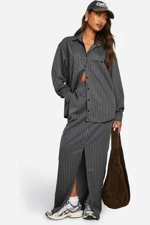 Boohoo Womens Pinstripe Split Front Maxi Skirt - - 12
