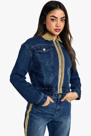 Boohoo Womens Cord Trim Detail Fitted Denim Jacket - - 10