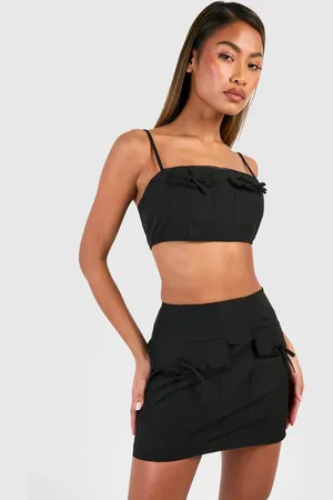 Boohoo Womens Mini Bow Pocket Detail Crop - - 8
