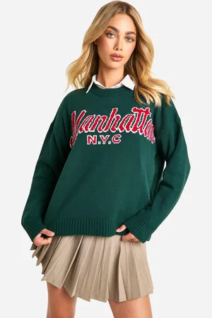 Boohoo Womens Manhattan Oversized Knitted Crew Neck Jumper - - S