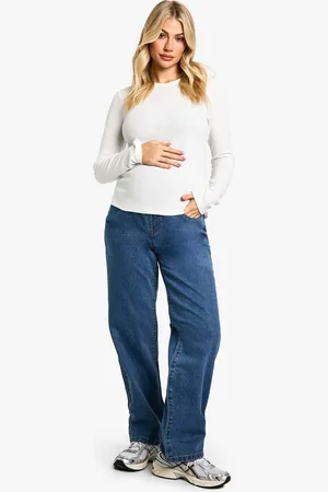 Boohoo Womens Maternity Over The Bump Straight Leg Jeans - - 18