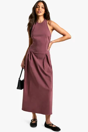 Boohoo Womens Bengaline Halter Neck Midaxi Skater Dress - - 16