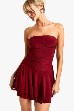 Boohoo Womens Bandeau Skater Mini Dress - - 14
