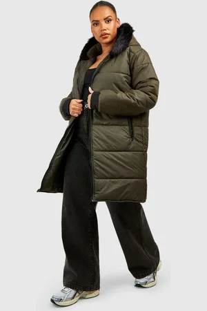 Boohoo Womens Plus Faux Fur Trim Parka - - 22