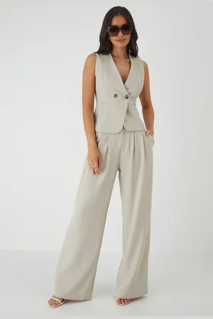 MissPap Womens Tailored Wide Leg Pleat Detail Trousers - - 14