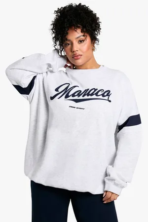 Boohoo Womens Plus Applique Monaco Oversized Crew Neck Sweatshirt - - 20
