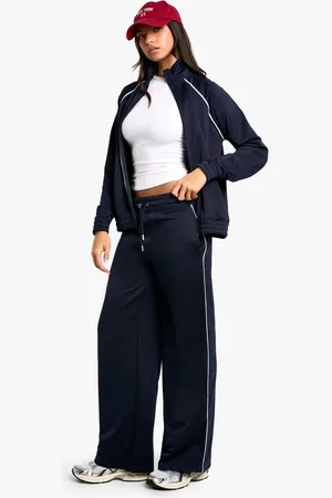 Boohoo Womens Piping Detail Tricot Wide Leg Jogger - - M