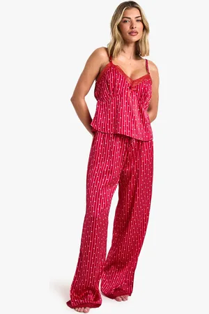 Boohoo Womens Ditsy Heart Print Cami & Trousers Pyjama Set - - 10