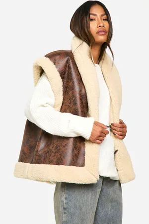 Boohoo Womens Vintage Look Bonded Aviator Gilet - - 10