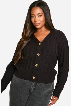Boohoo Womens Plus Seam Detail Soft Rib Knit Boyfriend Cardigan - - 20