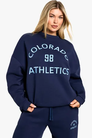 Boohoo Womens Colorado Athletics Embroidered Crew Neck Oversized Sweatshirt - - L