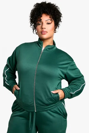 Boohoo Womens Plus Tricot Piping Detail Zip Through Track Jacket - - 18