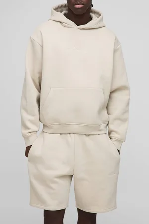 Boohoo 330gsm Oversized Boxy BM Signature Hooded Short Tracksuit - - M