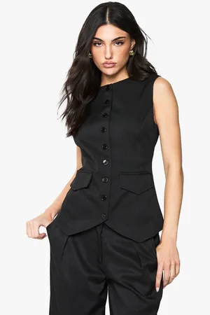 Boohoo Womens Contrast Button Longline Fitted Tailored Waistcoat - - 10