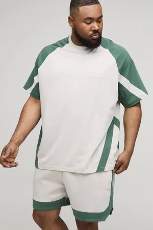 Boohoo Plus Oversized Man Colour Block T-Shirt and Short Set - - XXXL