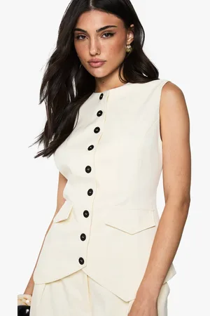 Boohoo Womens Contrast Button Longline Fitted Tailored Waistcoat - - 12