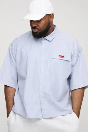 Boohoo Plus Stripe Embroidered Oversized Boxy Short Sleeve Shirt - - 3XL
